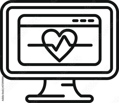 Online heartrate icon outline vector. Online medical consultation. Patient health
