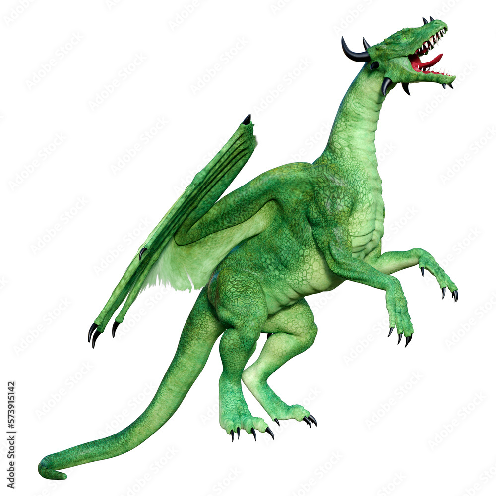 Fototapeta premium 3D Rendering Fairy Tale Dragon on White