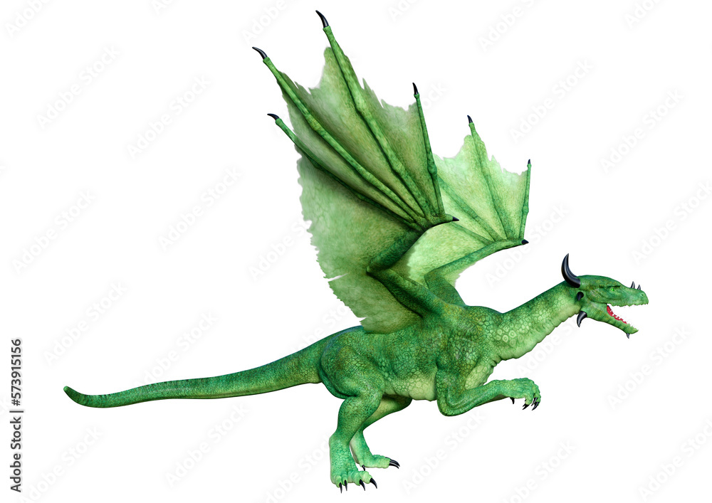 Fototapeta premium 3D Rendering Fairy Tale Dragon on White