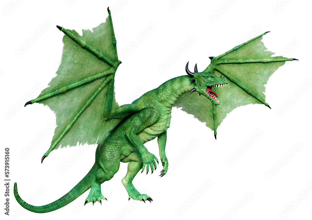 3D Rendering Fairy Tale Dragon on White 3D Rendering Fairy Tale Dragon on White