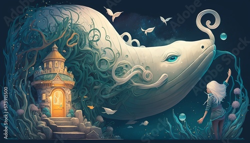 Whimsical and Dreamy Illustration with a Magic Fantasy World. AI generative. © Jardel Bassi