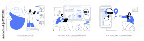 Machine learning in industry abstract concept vector illustrations.