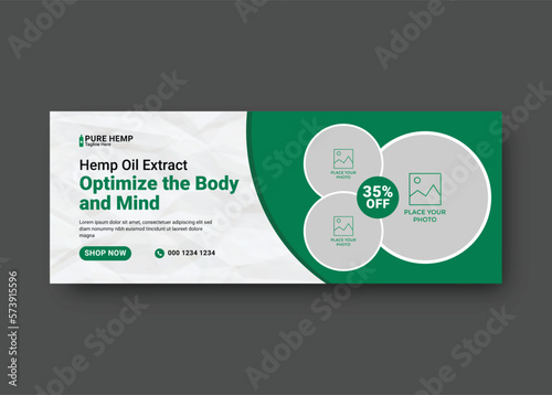 Hemp Product CBD Oil Facebook Cover and Social Media Post Template