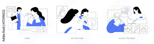 Family doctor patients complaints abstract concept vector illustrations.