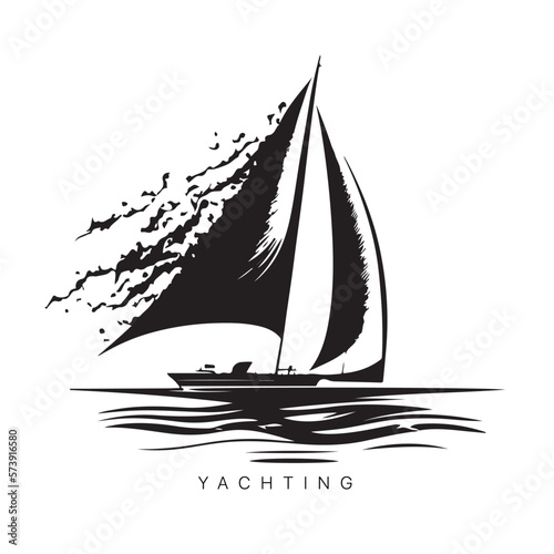 Vector logo of yacht with sail. Illustration of sail boat.