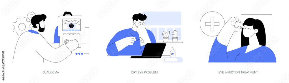 Common eye procedures abstract concept vector illustrations. Common eye procedures abstract concept vector illustrations.