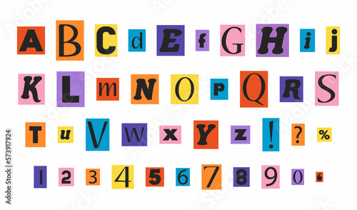 Clipping alphabet in y2k, 90s style