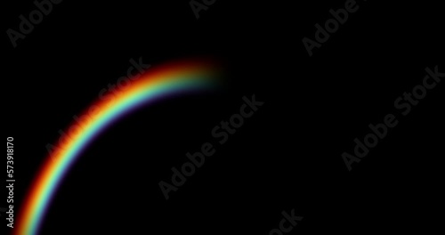Rainbow forms slowly on black background in perpective view. Soft color gradient animation. Good forr adding to any video as alpha channel for itself, overlay, etc.... photo