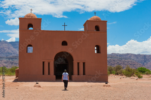 Iglesia de adobe en la ruta del adobe, fiambala, Catamarca, Argentina photo