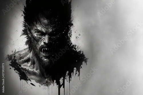 Banner of a Werewolf for Halloween, horror, terror, Generative AI