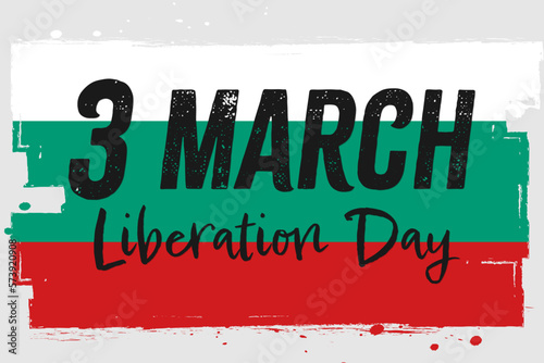 3 of March, Bulgaria Liberation Day. Bulgarian flag, vector illustration. 