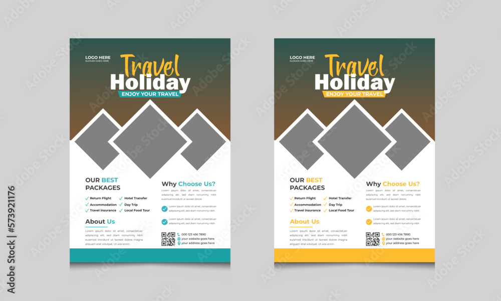 Vector travel tour flyer design template