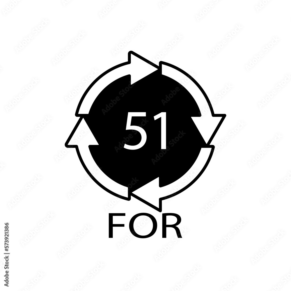 Bio material recycling code 51 FOR. Vector Illustration Bio material recycling code 51 FOR. Vector Illustration