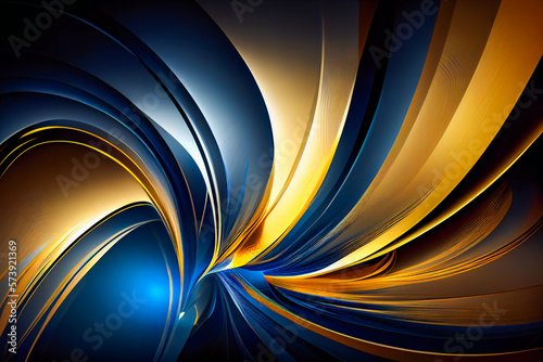 Dynamic Deep Blue Gold Background with Vibrant Colors and Plasma Wave. Generative AI