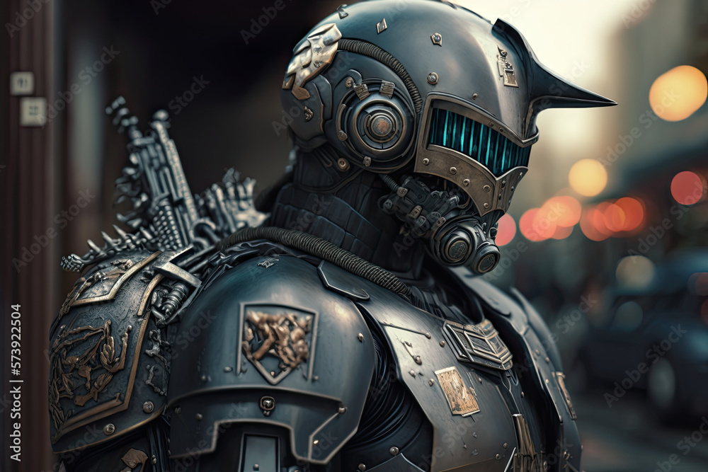 A futuristic robot, cyborg, android, and droid soldier warrior preparing for war, battle - navy, army, air force, SWAT. Science fiction, technology movies, film A futuristic robot, cyborg, android, and droid soldier warrior preparing for war, battle - navy, army, air force, SWAT. Science fiction, technology movies, film