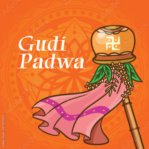 realistic hand drawn gudi padwa festival illustration photo