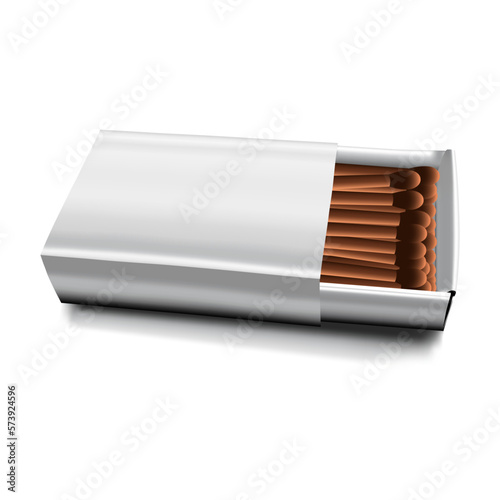 Realistic matches in a box. Matchbox mockup vector isolated on white 