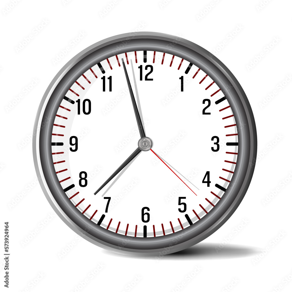 Realistic wall office and home clock. Clock mockup design for advertising or branding isolated on white background Realistic wall office and home clock. Clock mockup design for advertising or branding isolated on white background
