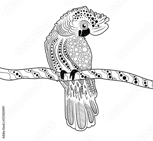 Cockatoo drawing in aboriginal art style - Vector illustration