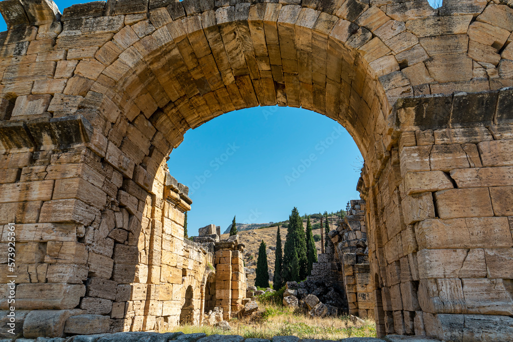 Basilica Baths near the Northern Necropolis of Hierapolis in Pamukkale, Denizli, Turkey.  