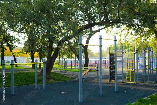 Sports ground with exercise equipment