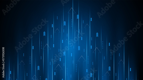 Abstract up arrow on dark blue background. Business growth or investment ideas. blue arrow technology background 