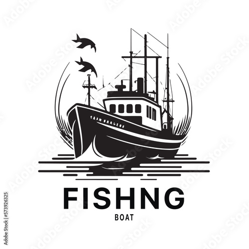 Fishing boat logo design image for Sea transportation and barge boat logo vector