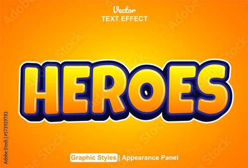 heroes text effect with graphic style and editable.