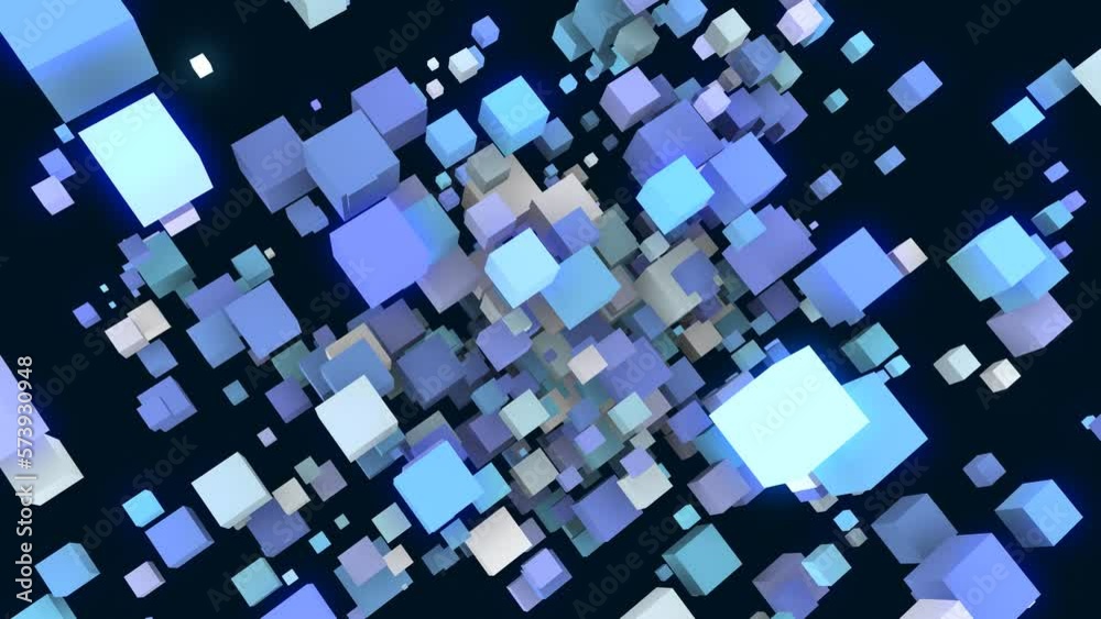 Blue 3d animated background. A pattern of randomly moving cubes. Texture of squares, geometric shapes. Neuro network. The matrix. Intro for medical, computer screensavers, business. 4k Blue 3d animated background. A pattern of randomly moving cubes. Texture of squares, geometric shapes. Neuro network. The matrix. Intro for medical, computer screensavers, business. 4k