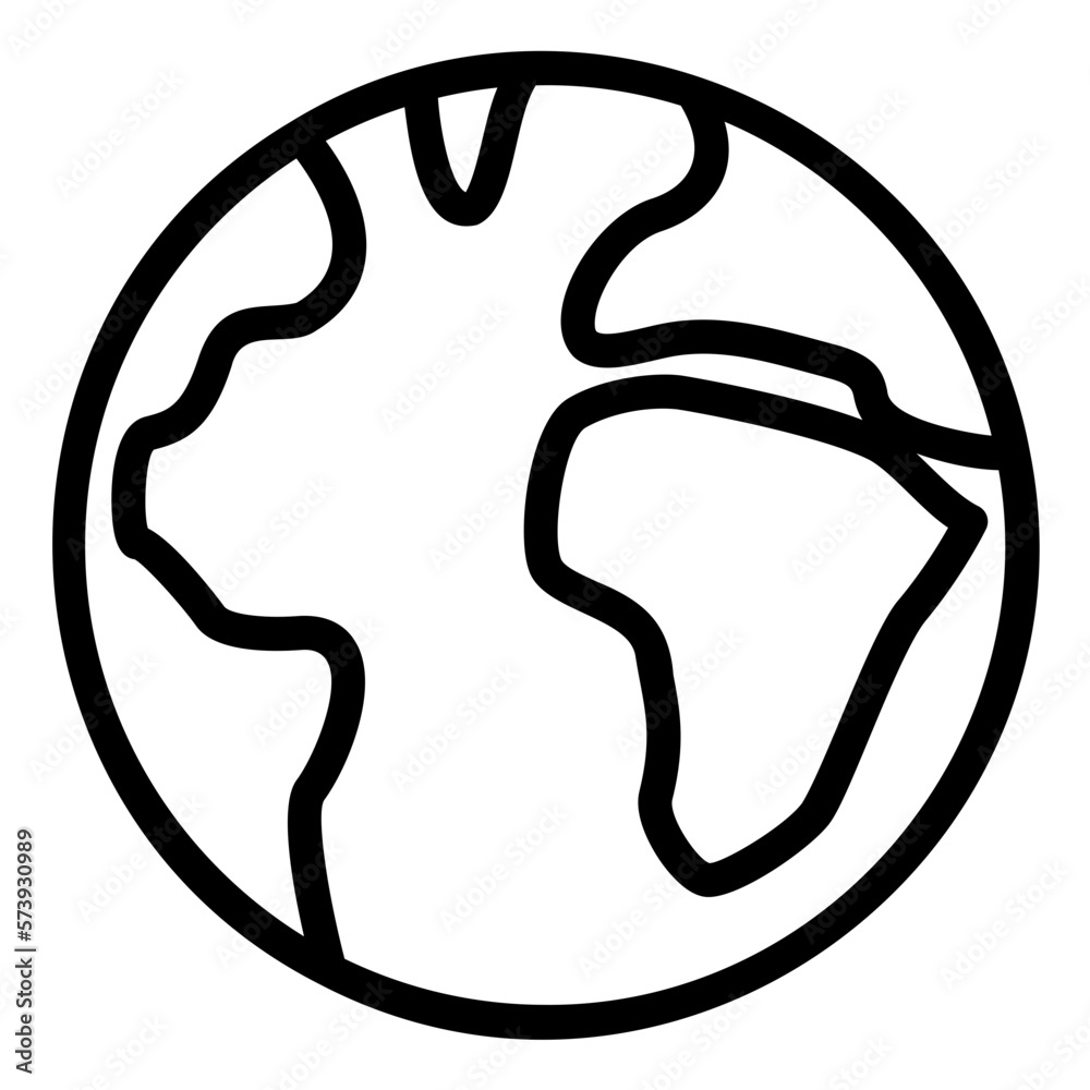 World map globe icon showing continents and oceans of the planet World map globe icon showing continents and oceans of the planet