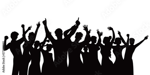 happy crowd people silhouette design. fun music party background.