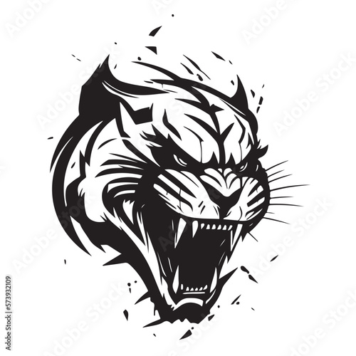 Canvas Print Roaring tiger logo design vector illustration. Good for logo