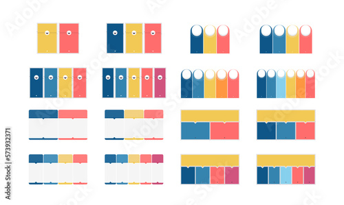 Business process. Banner with 2, 3, 4, 5 steps, options, sections. Vector template.