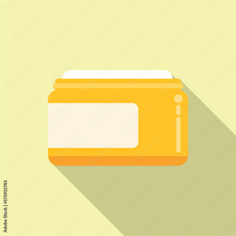 Vitamin D cream jar icon flat vector. Skin supplement. Health human Vitamin D cream jar icon flat vector. Skin supplement. Health human