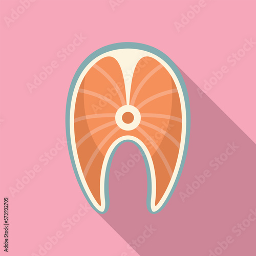 Vitamin D red fish icon flat vector. Sun food. Diet skin