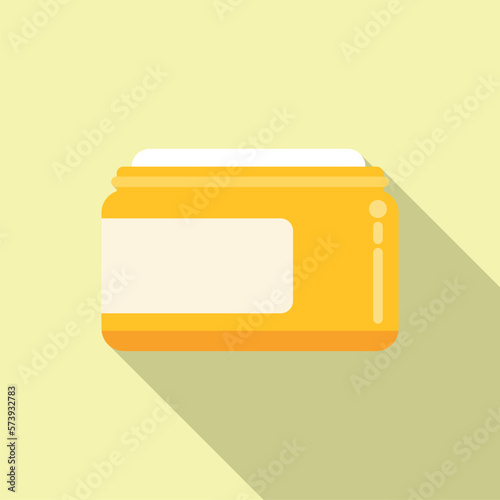 Vitamin D cream jar icon flat vector. Skin supplement. Health human