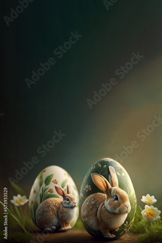 Decorated Easter eggs on the background