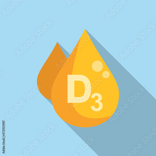 Vitamin D drop icon flat vector. Diet skin. Human healthy