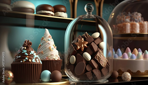 window display of bakery shop with Easter atmosphere