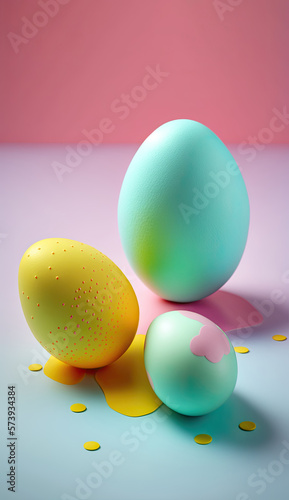 Colorful easter eggs on bright background