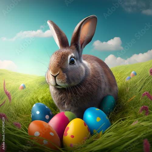 Fototapeta Osterhase mit Ostereier