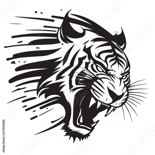Roaring tiger logo design vector illustration. Good for logo