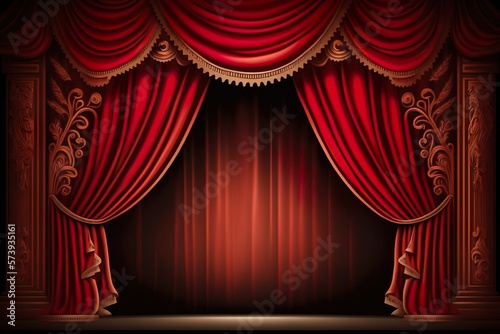 red stage curtains with spotlight