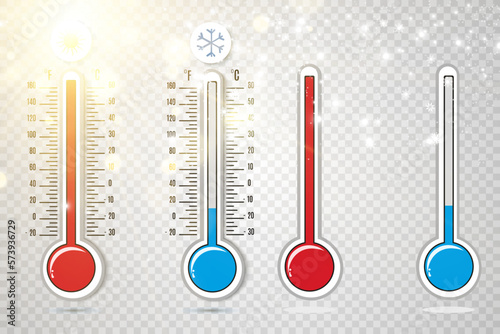 
Illustration of a thermometer for measuring climatic conditions. Thermometers for heat and cold.
