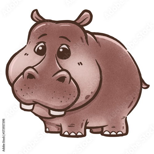 Vector illustration of Cartoon Hippopotamus, Wild animals