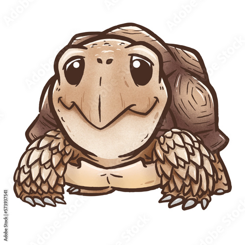 Vector illustration of Cartoon tortoise, Sulcata tortoise