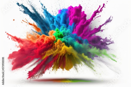 Colorful powder explosion Generative AI