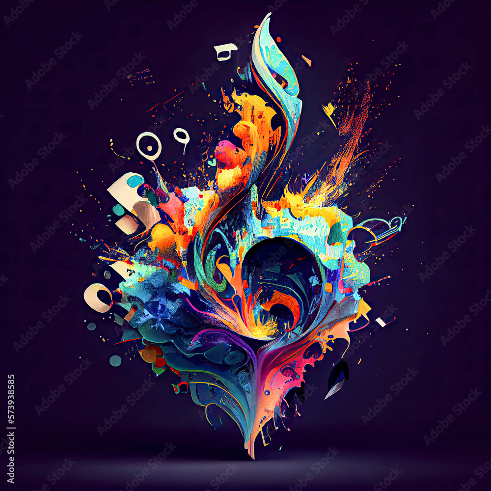 Obraz premium Abstract 3d composition of musical symbols on blright background