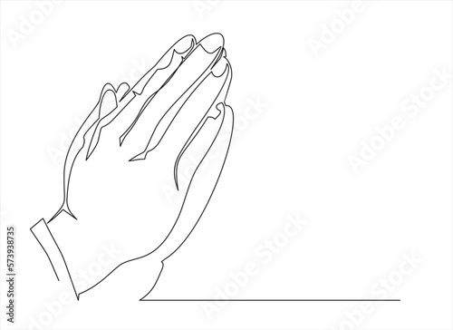 Two Hands Pressed Together in Prayer Position. Action for Prayer, Gratitude, Greeting and Thankful Isolated on White Background