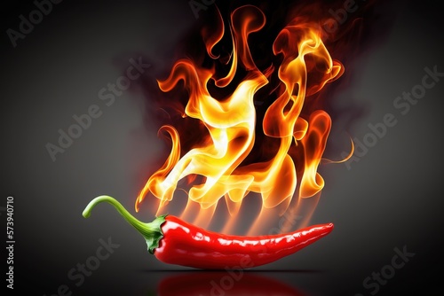  a red hot chili pepper with flames coming out of it. generative ai